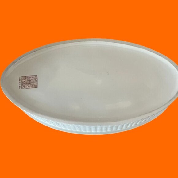 Ernest Sohn MCM White Serving Dish Teak Handle Lid Hall China Ridged 1950 - Picture 4 of 6